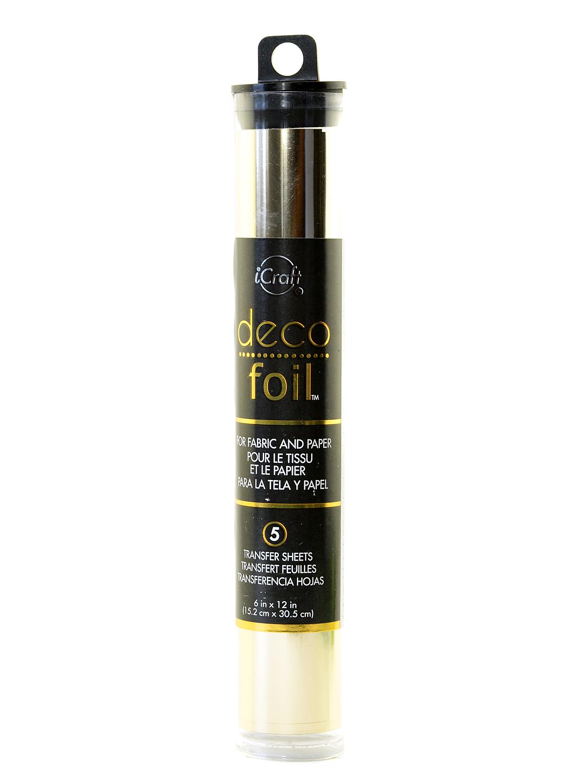 iCraft Deco Foil 6 in. x 12 in. pack of 5 sheets champagne