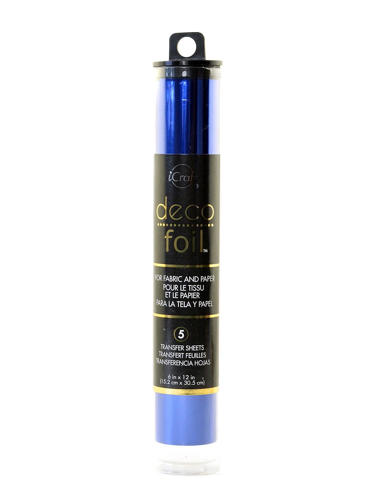 iCraft Deco Foil 6 in. x 12 in. pack of 5 sheets deep blue