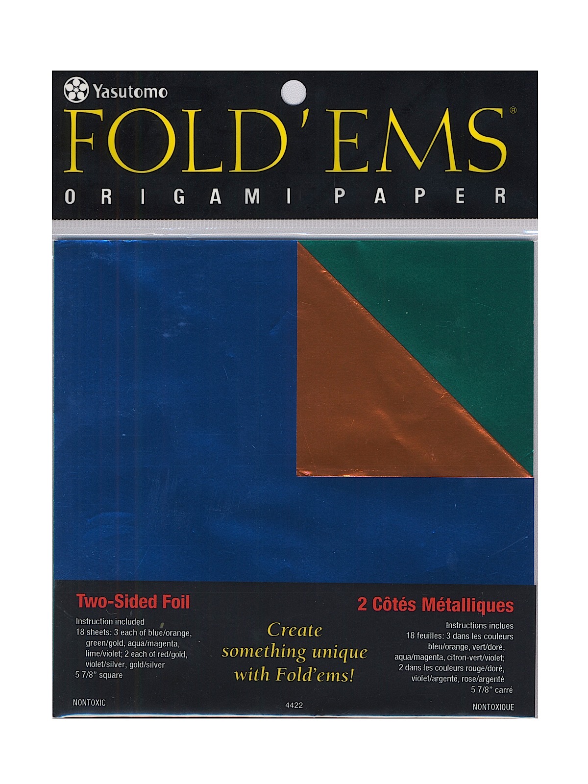Fold'ems Origami Paper two-sided, foil solid 5 7 8 in. pack of 18