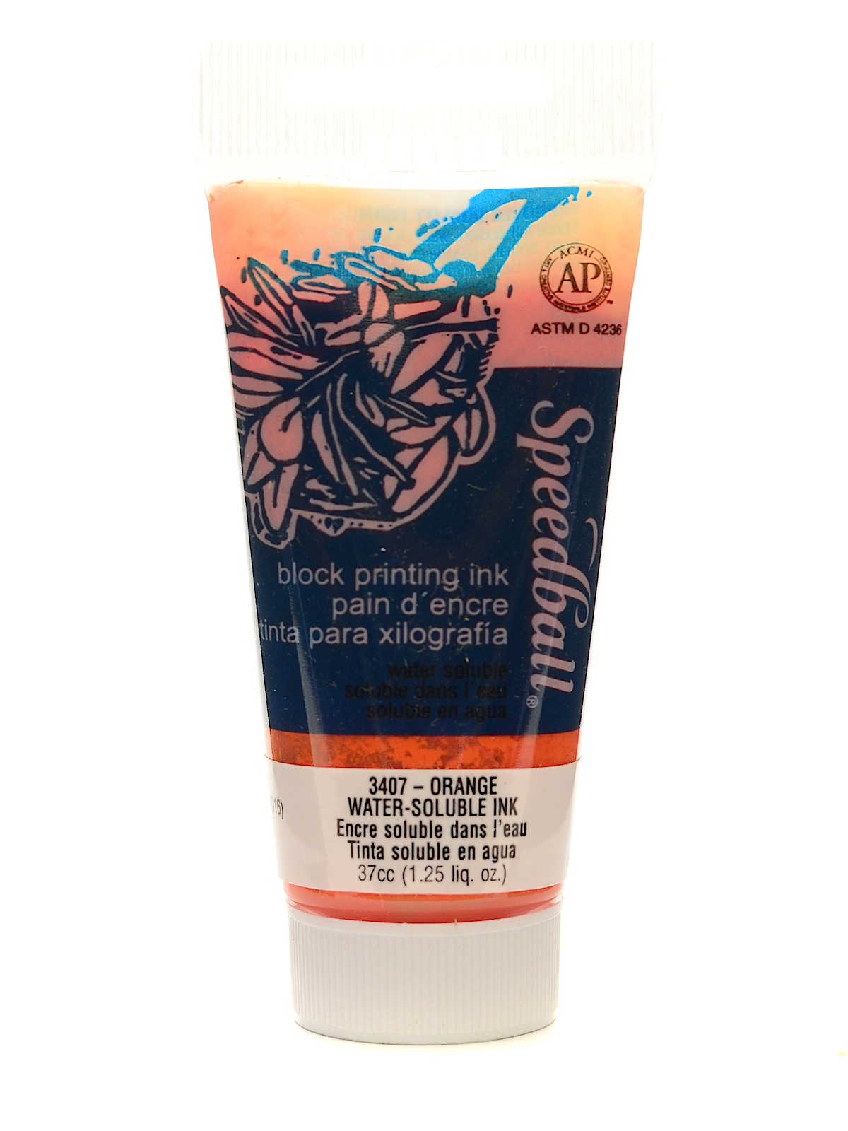 Block Printing Water Soluble Ink orange 1.25 oz.