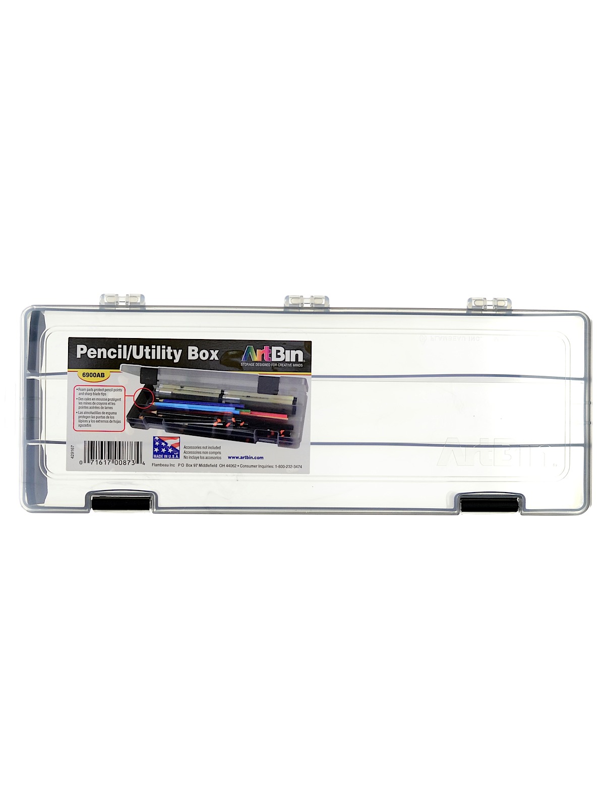 Pencil Utility Box 12.38 In. X 4.875 In. X 1.75 In. Translucent Charcoal