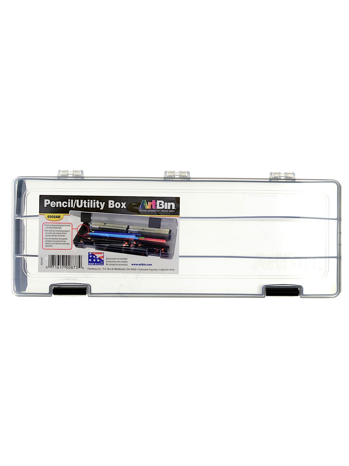 Pencil Utility Box 12.38 in. x 4.875 in. x 1.75 in. translucent charcoal