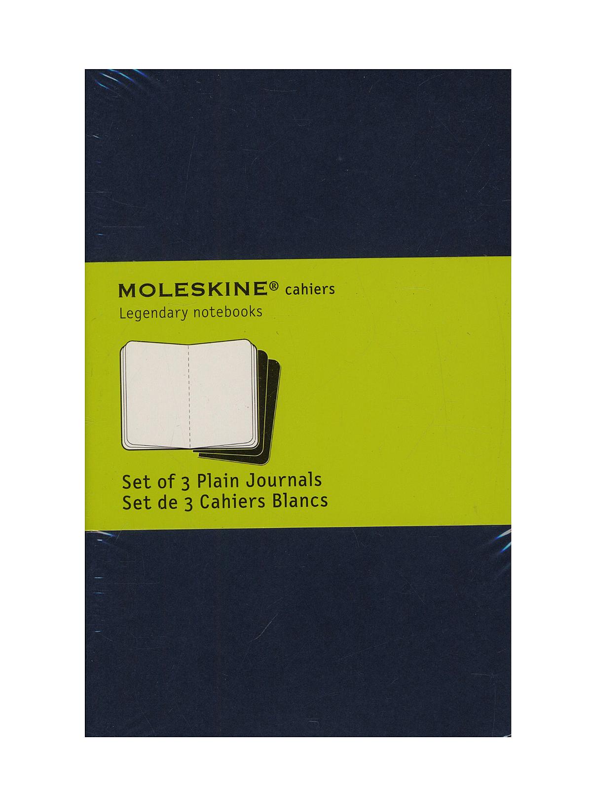 Cahier Journals Indigo Blue, Blank 3 1 2 In. X 5 1 2 In. Pack Of 3, 64 Pages Each