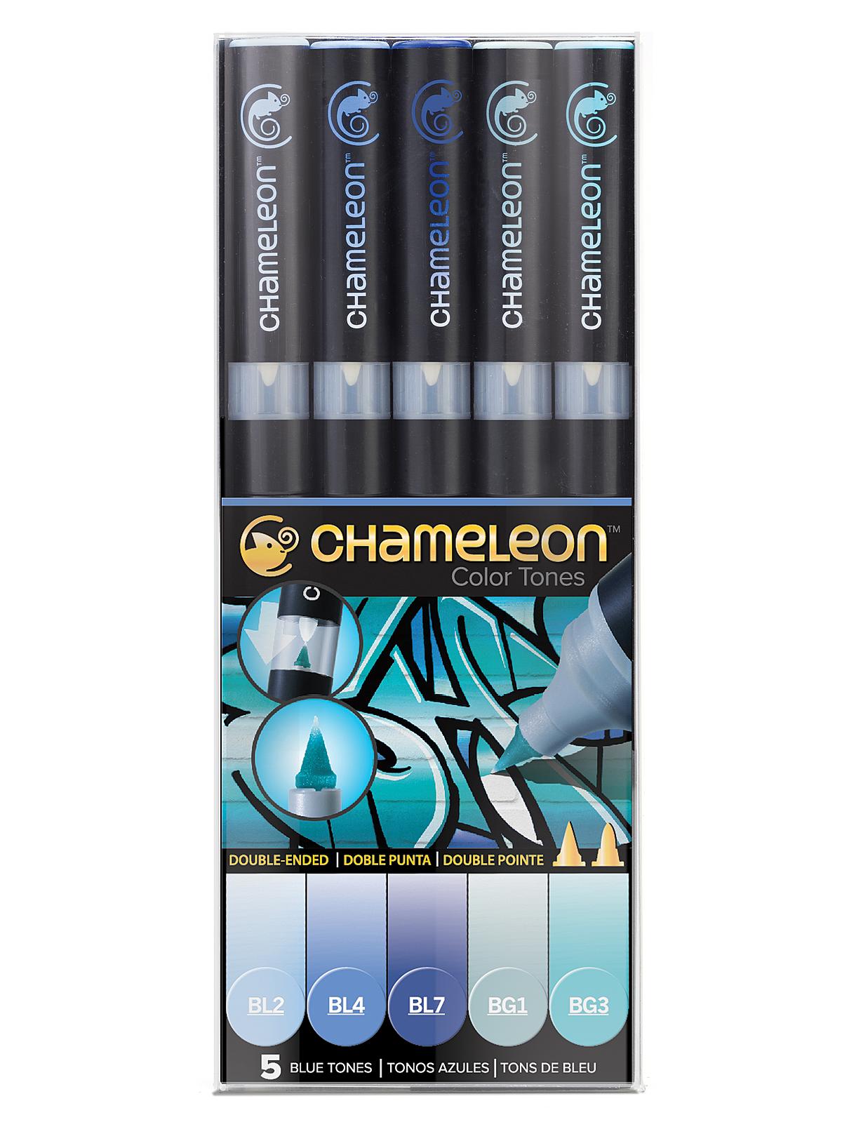 Pens Blue Tones Set Of 5