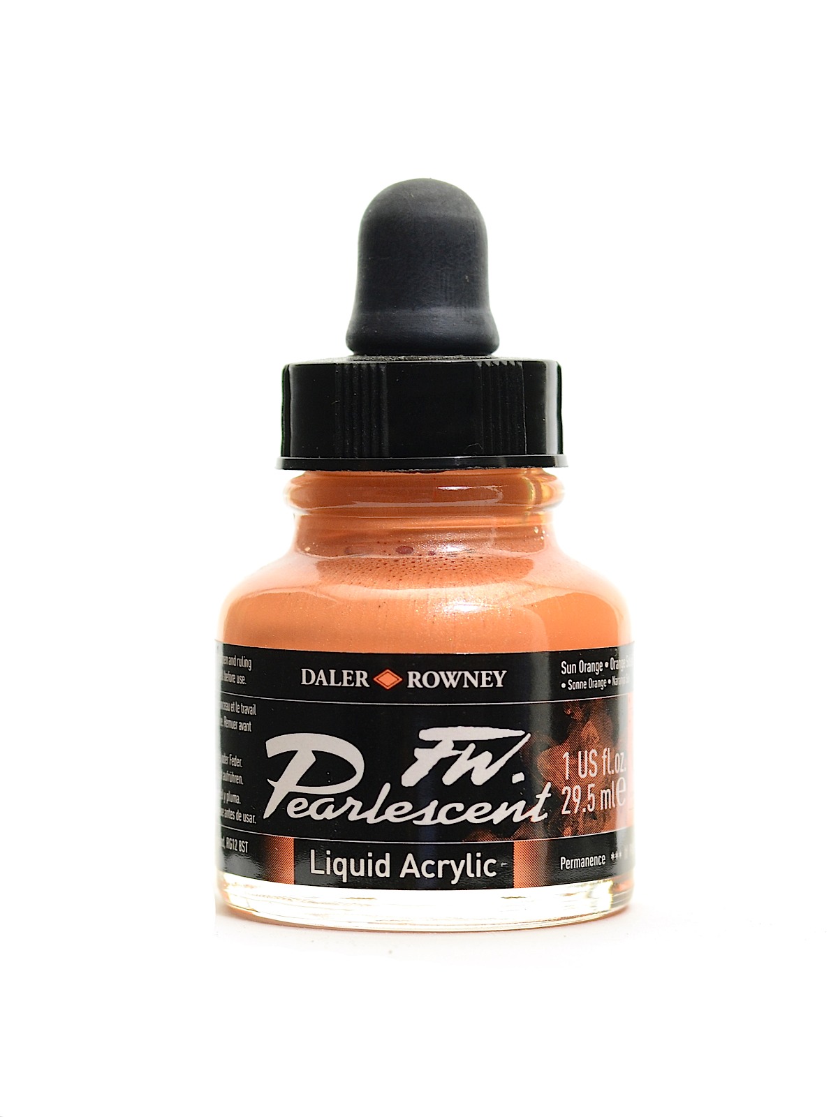 FW Pearlescent and Shimmering Liquid Acrylic sun orange 1 oz.