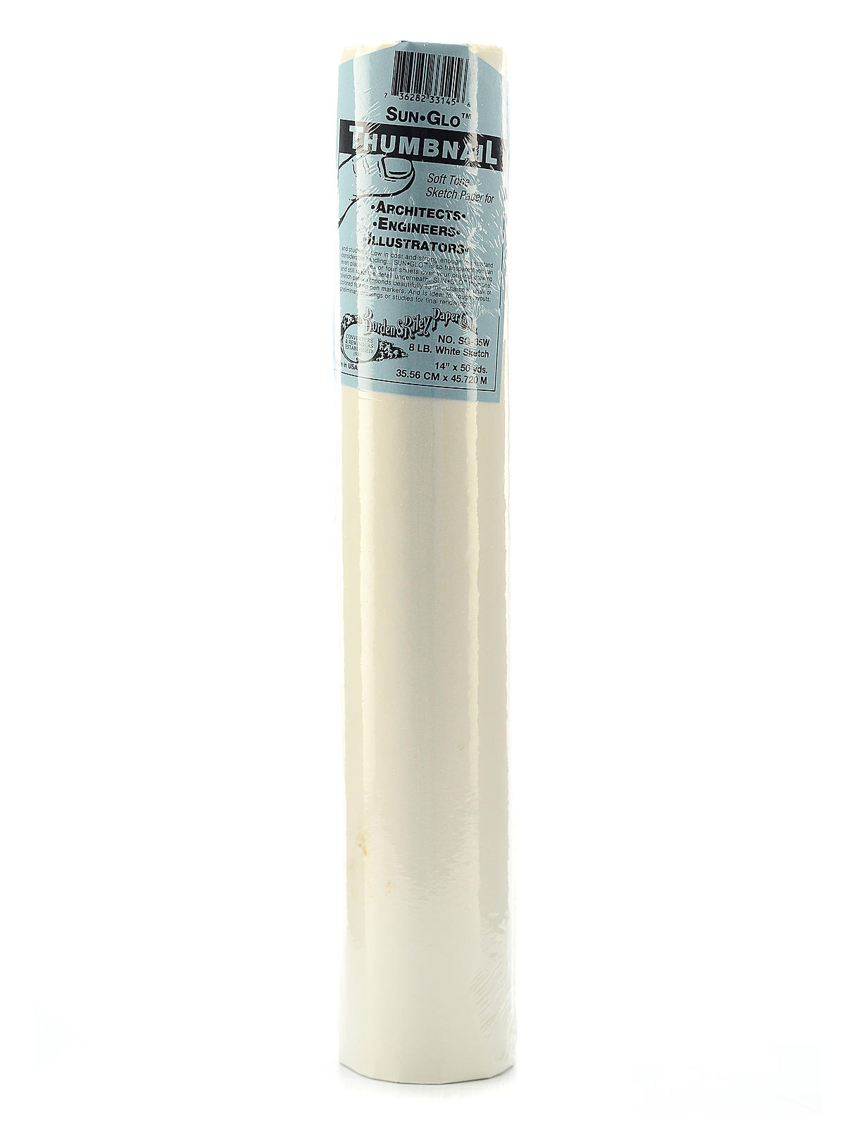 Sun-Glo Thumbnail Sketch Paper Rolls white 8 lb. 14 in. x 50 yd. roll