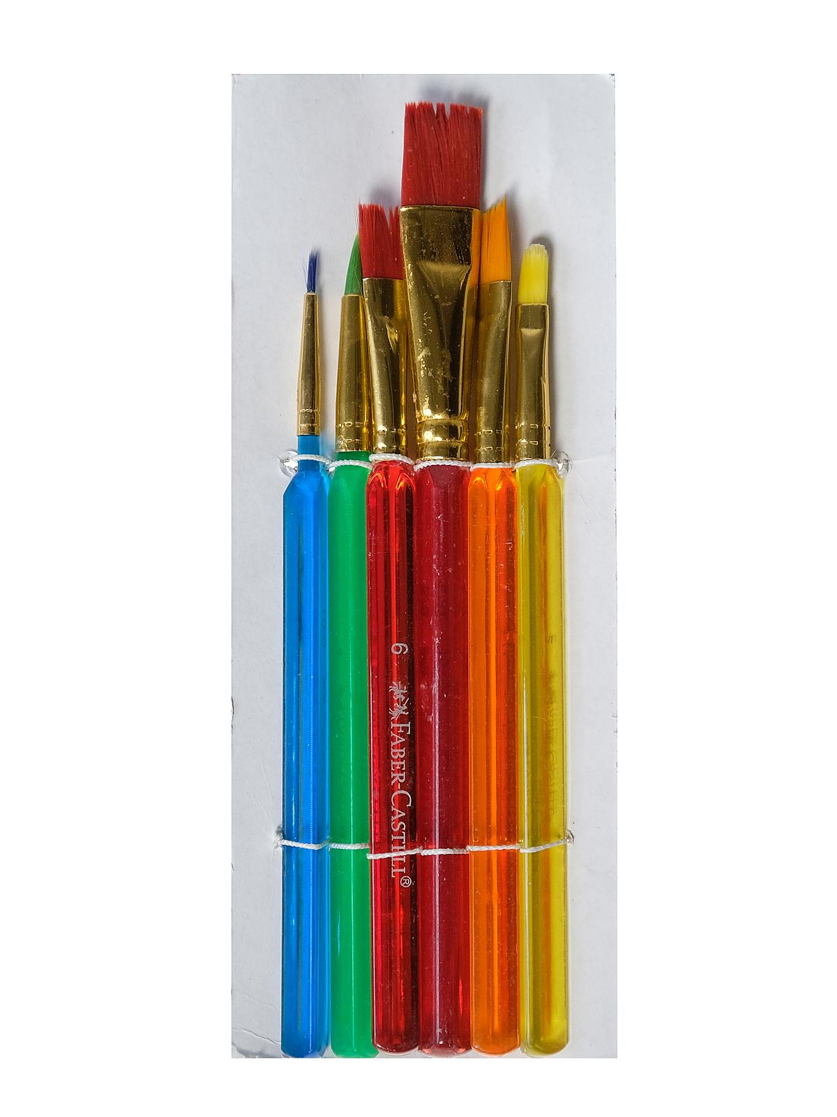 Assorted Triangular Paint Brushes set of 6 pack of 6