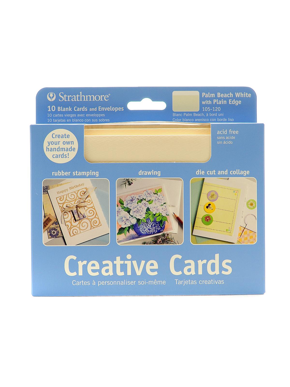 Blank Greeting Cards with Envelopes Palm Beach white with no deckle pack of 10