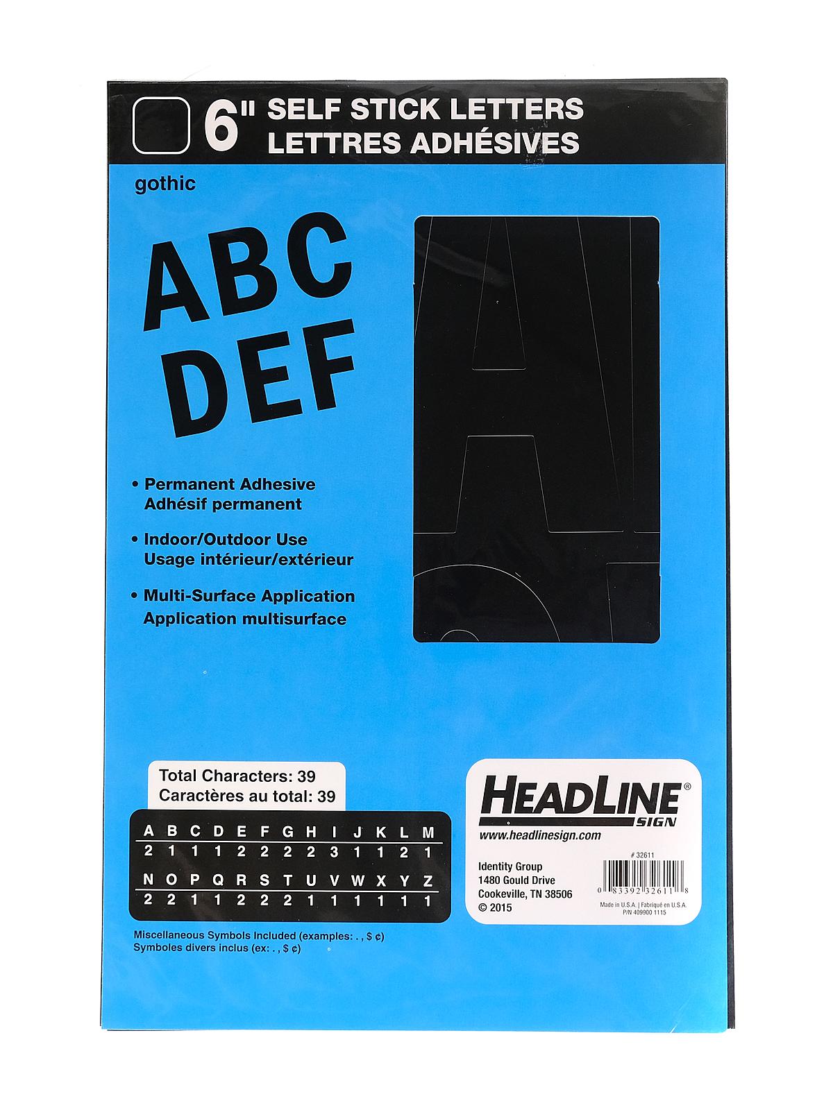 Black Vinyl Stick-on Letters Or Numbers 6 In. Gothic Capitals