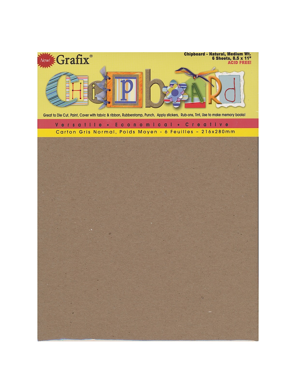 Chipboard 8 1 2 in. x 11 in. natural pack of 6