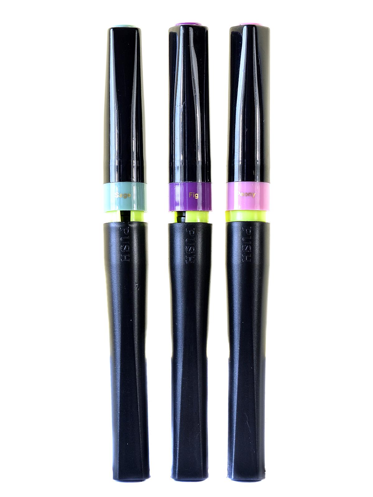 Sparkle Glitter Brush Pens Vintage Bloom Pack Of 3 Sage, Peony, Fig