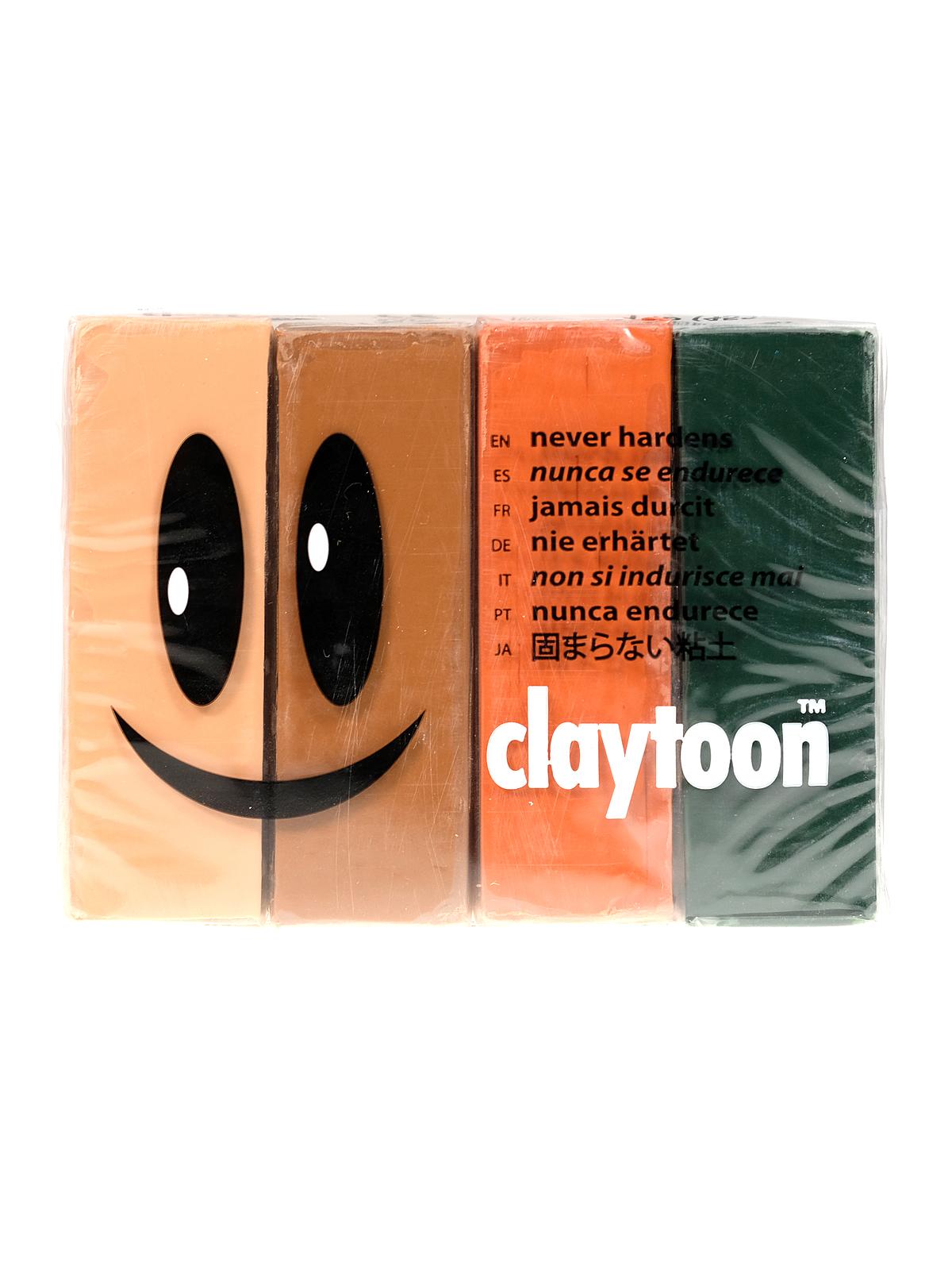 Plastalina Modeling Clay earth tones 1 lb. set of 4 flesh, brown, terra cotta, dark green