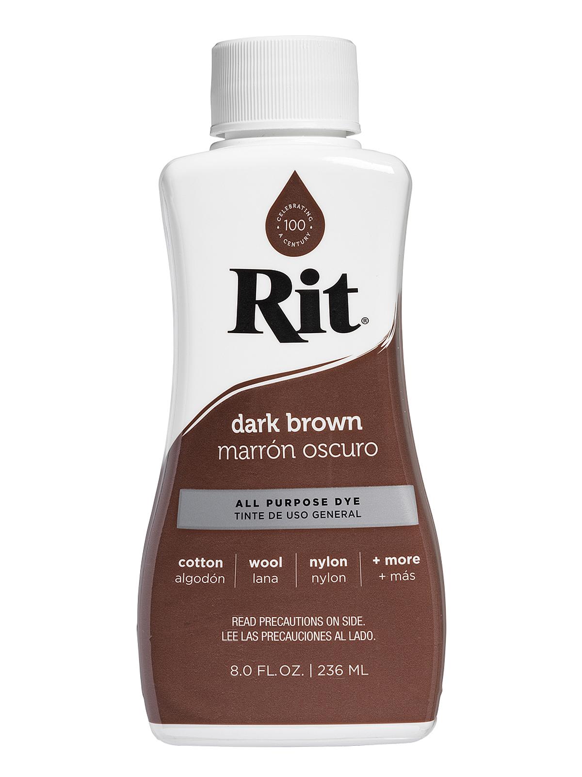 All Purpose Dyes Dark Brown Liquid 8 Oz. Bottle