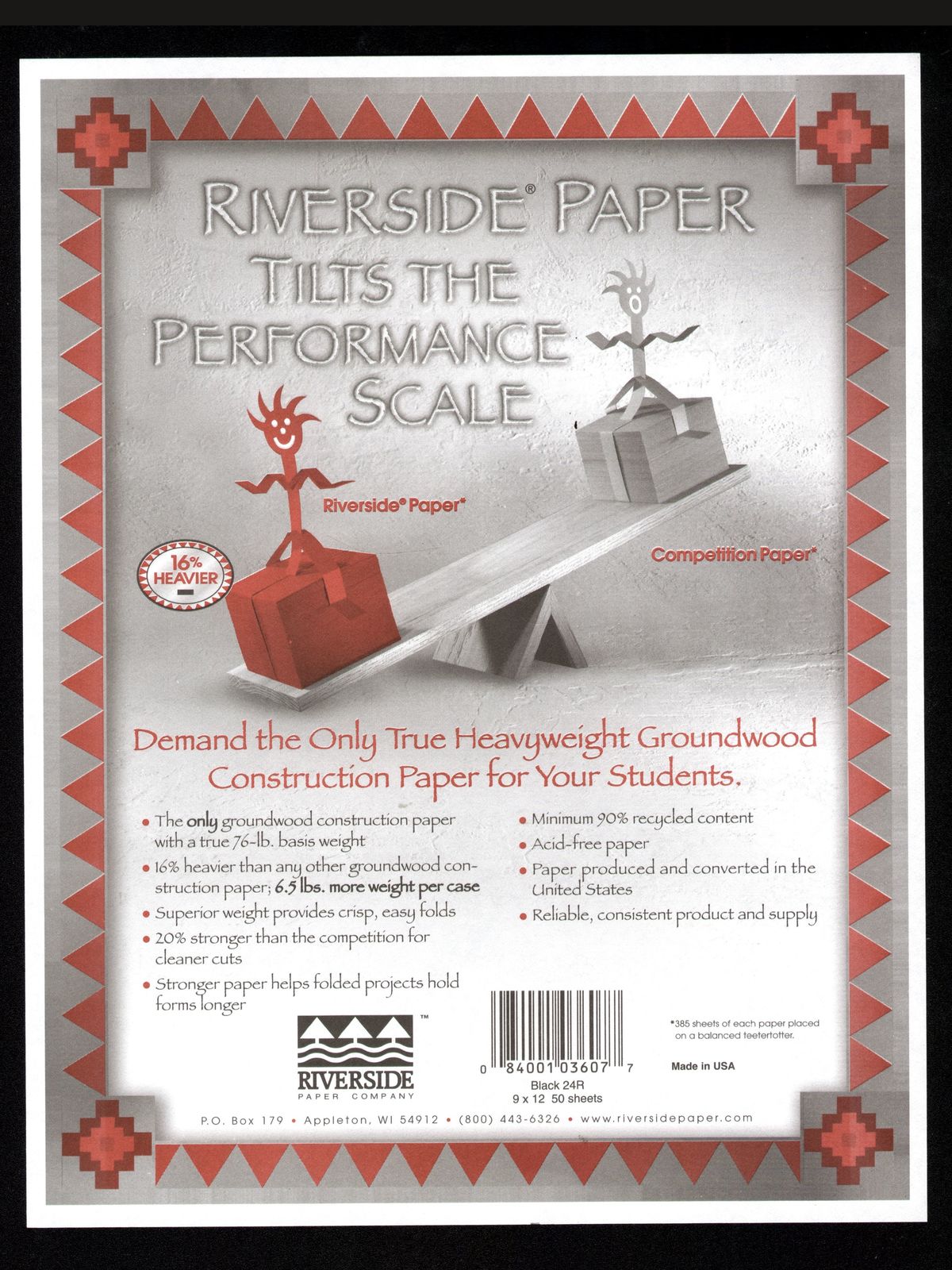 Black Heavyweight Groundwood Construction Paper pack of 50 sheets