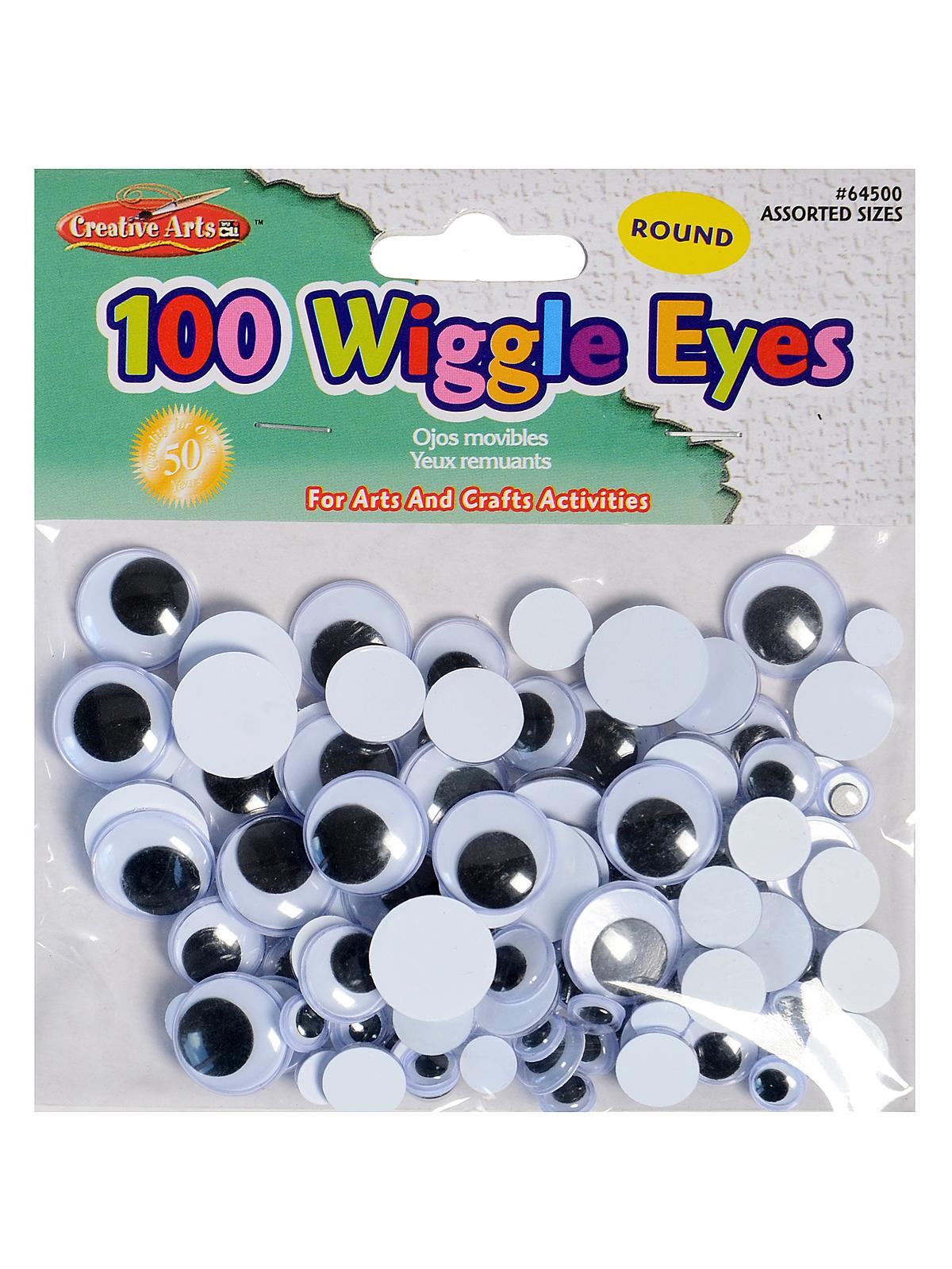 Wiggle Eyes 100 pieces; round black assorted