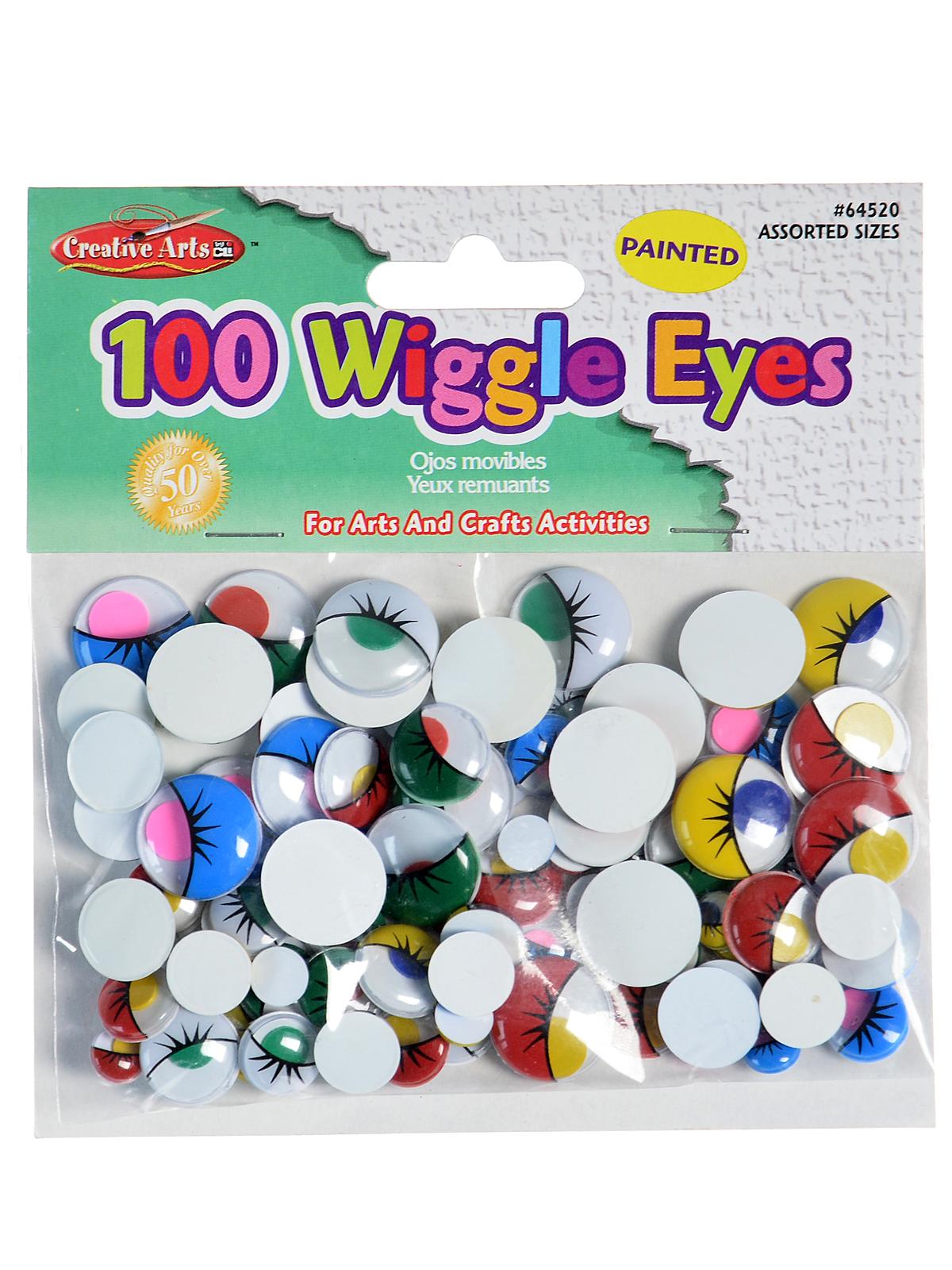 Wiggle Eyes 100 pieces; painted assorted assorted
