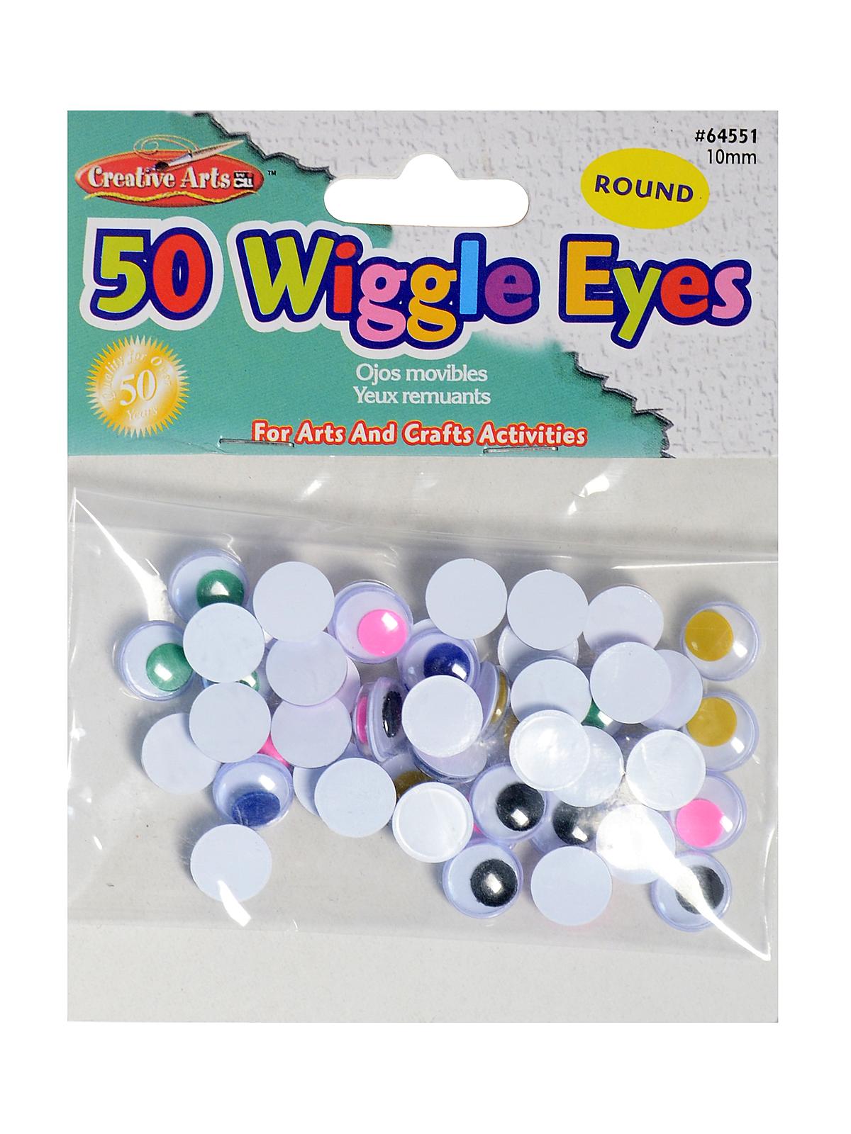 Wiggle Eyes 50 Pieces; Round Assorted 10 Mm