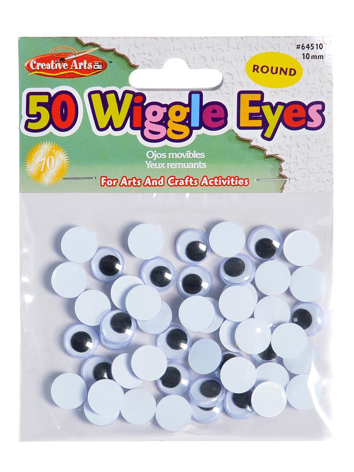 Wiggle Eyes 50 Pieces; Round Black 10 Mm