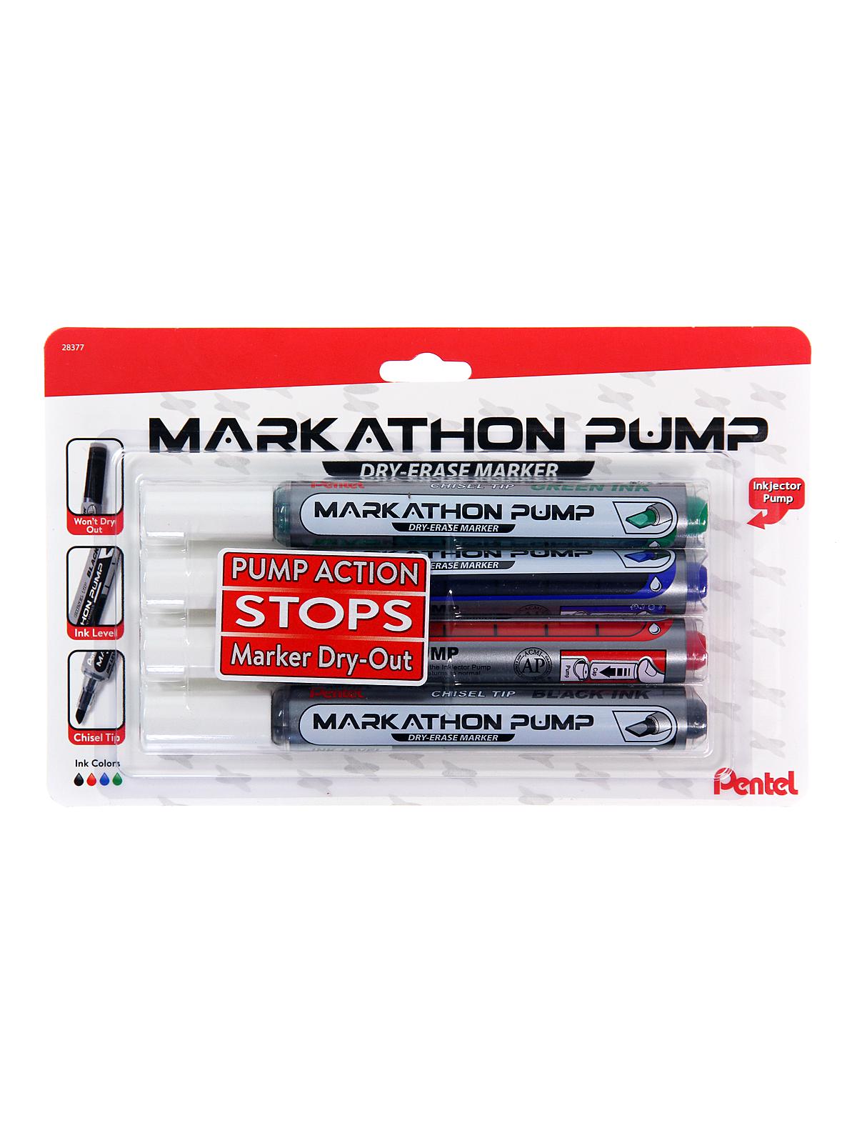 Markathon Pump Dry Erase Marker Sets assorted colors 4-pack