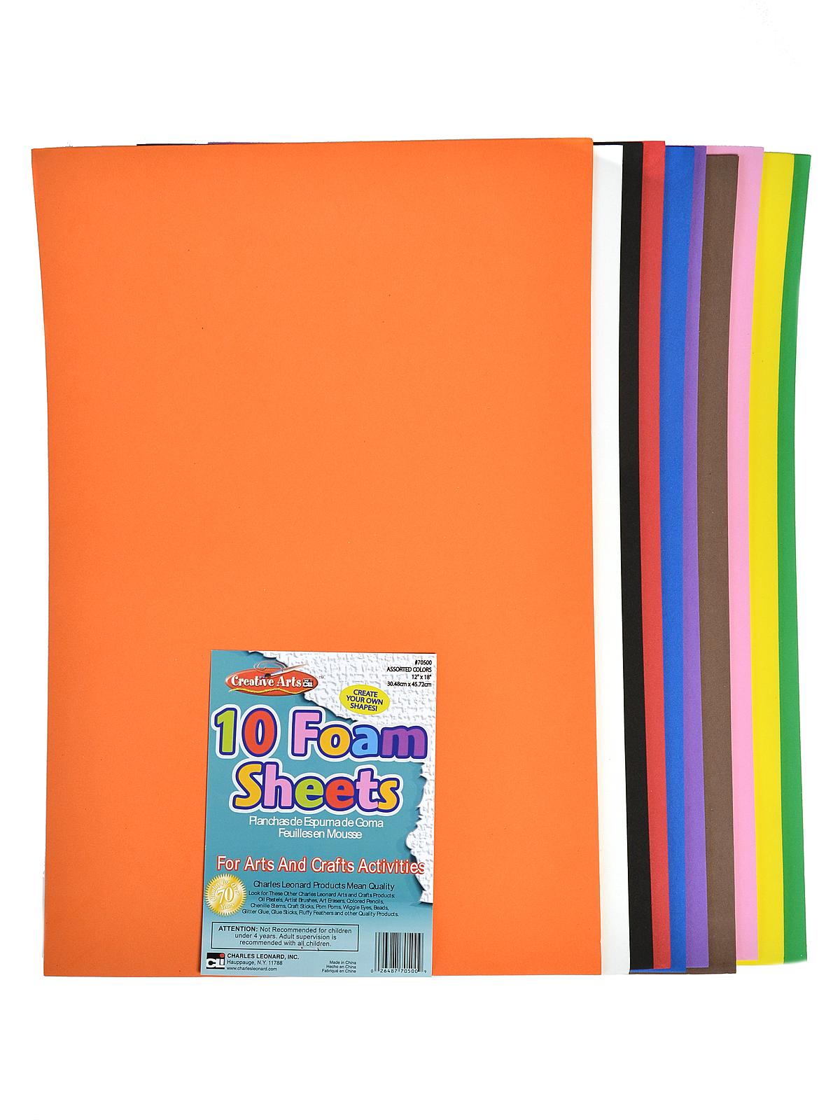 Foam Sheets sheets assorted 10 pack; 12 in. x 18 in.