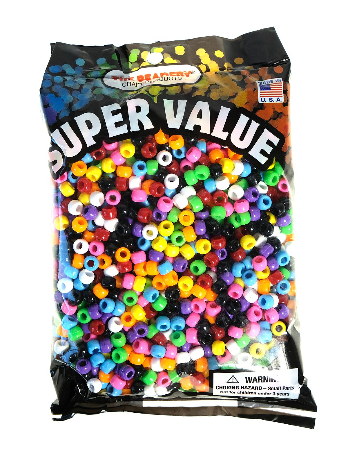Bead Value Packs opaque multi pony beads 9x6 mm 1 lb.