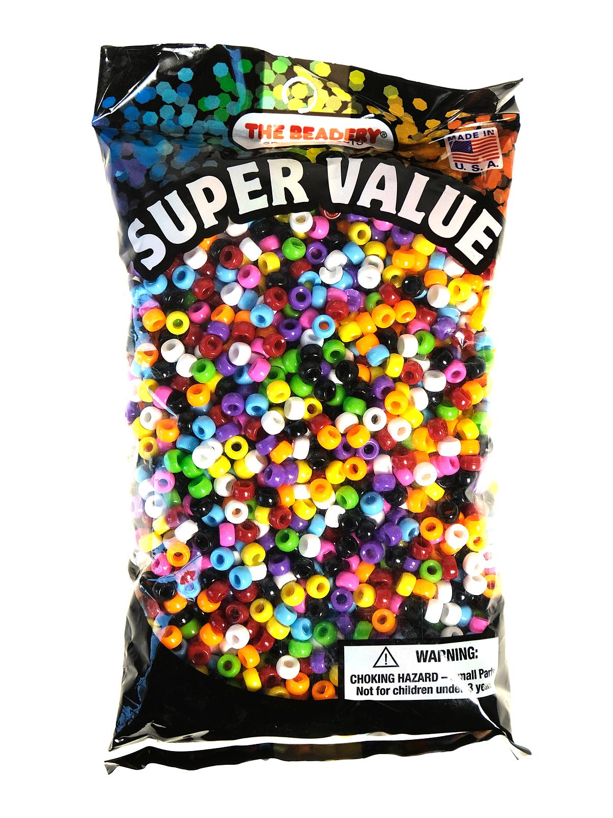 Bead Value Packs opaque multi pony beads 6x4 mm 1 lb.