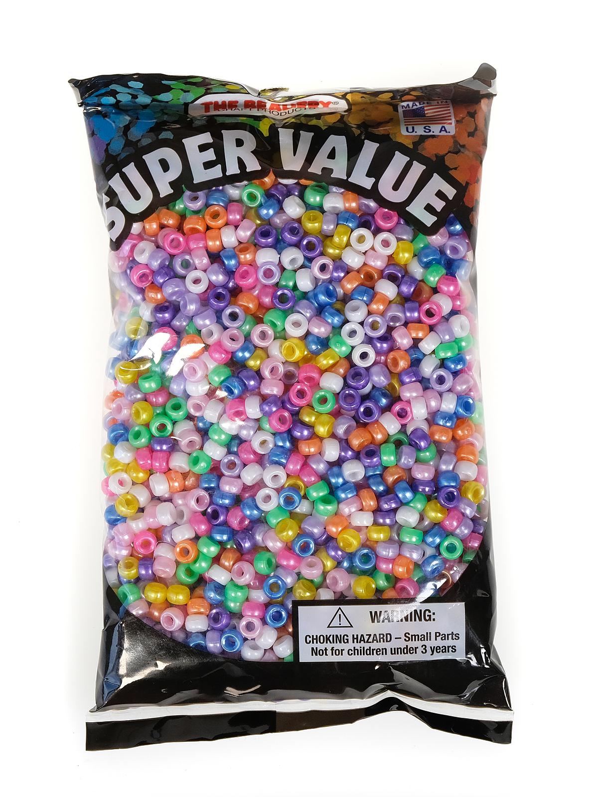 Bead Value Packs pearl multi pony beads 6x4 mm 1 lb.