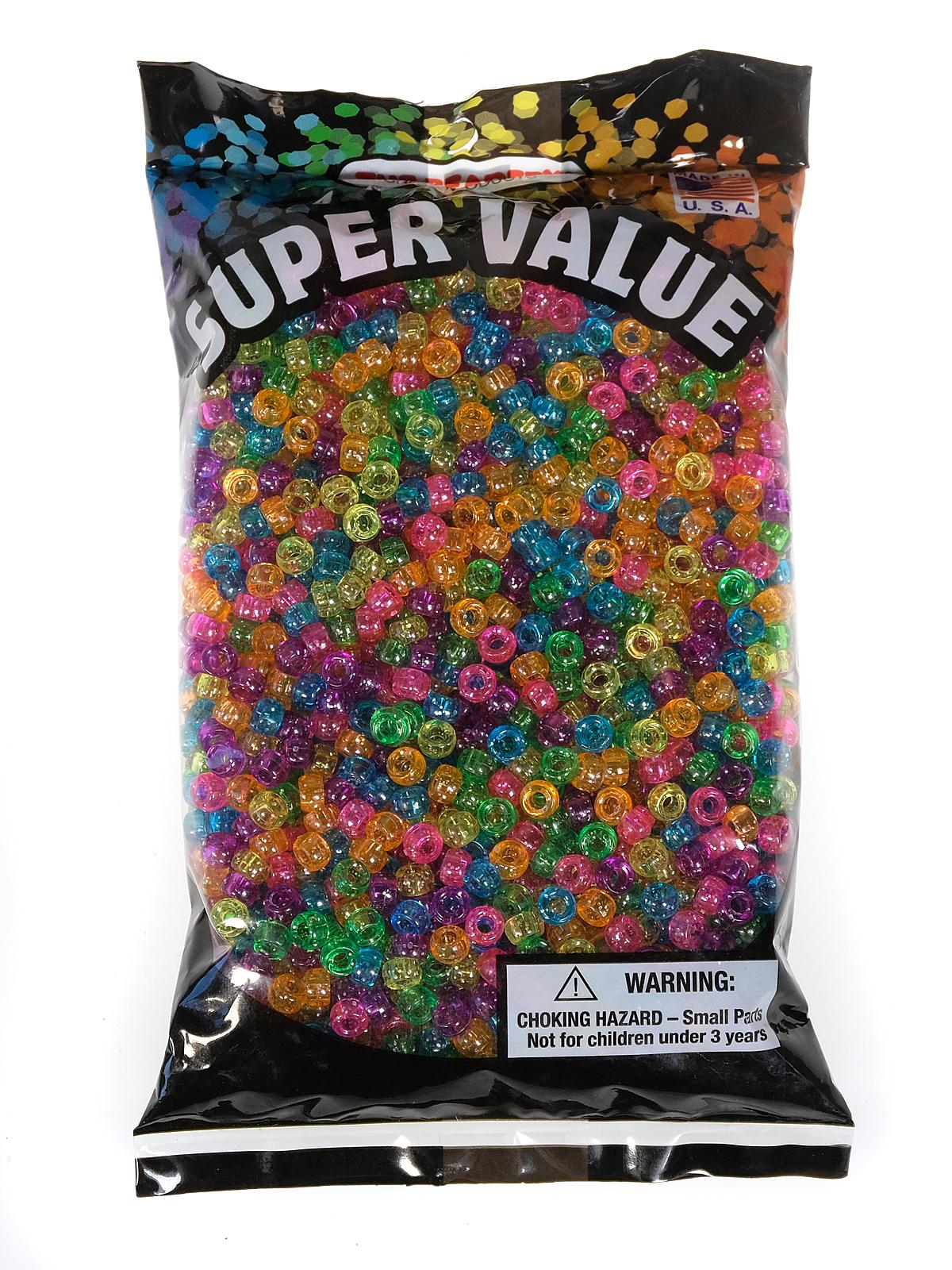 Bead Value Packs jelly sparkle multi pony beads 6x4 mm 1 lb.