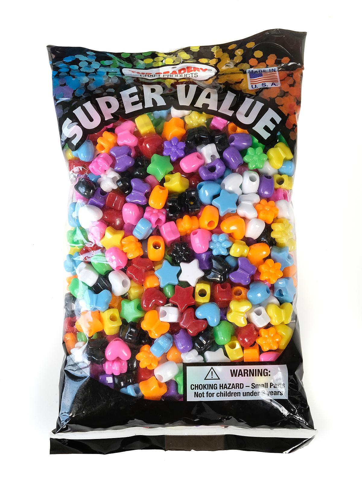 Bead Value Packs opaque multi mixed shape beads 13 mm 1 lb.