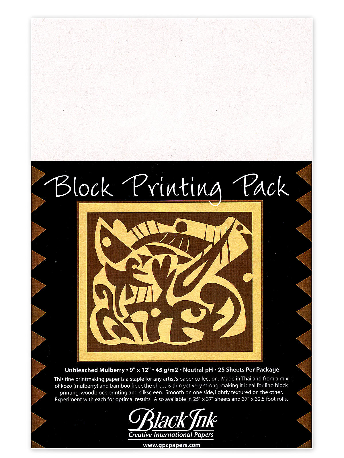 Thai Mulberry Block Printing Paper Packs Unbleached 9 In. X 12 In. 25 Sheets