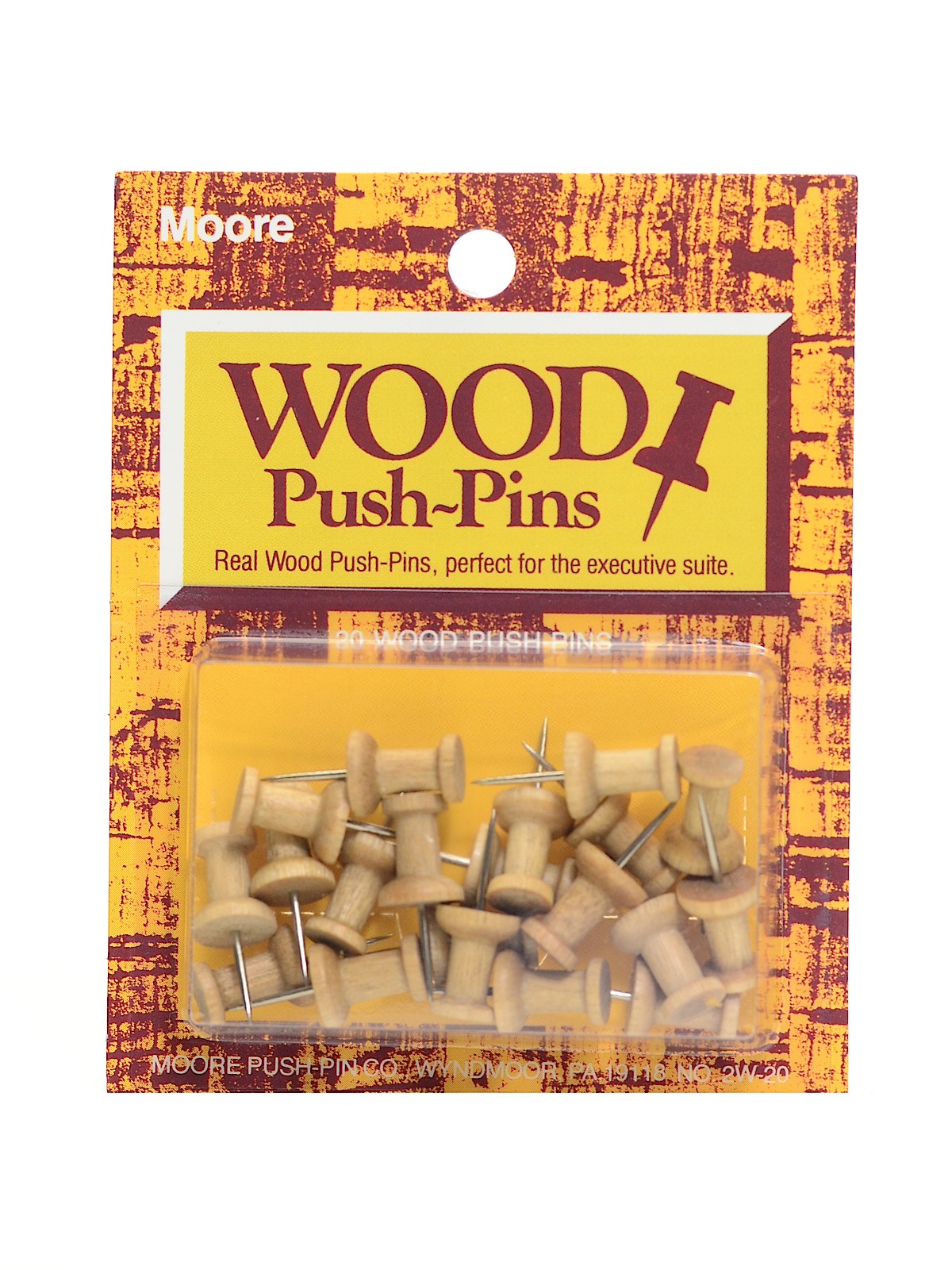 Push Pins Golden Oak Wood Pack Of 20