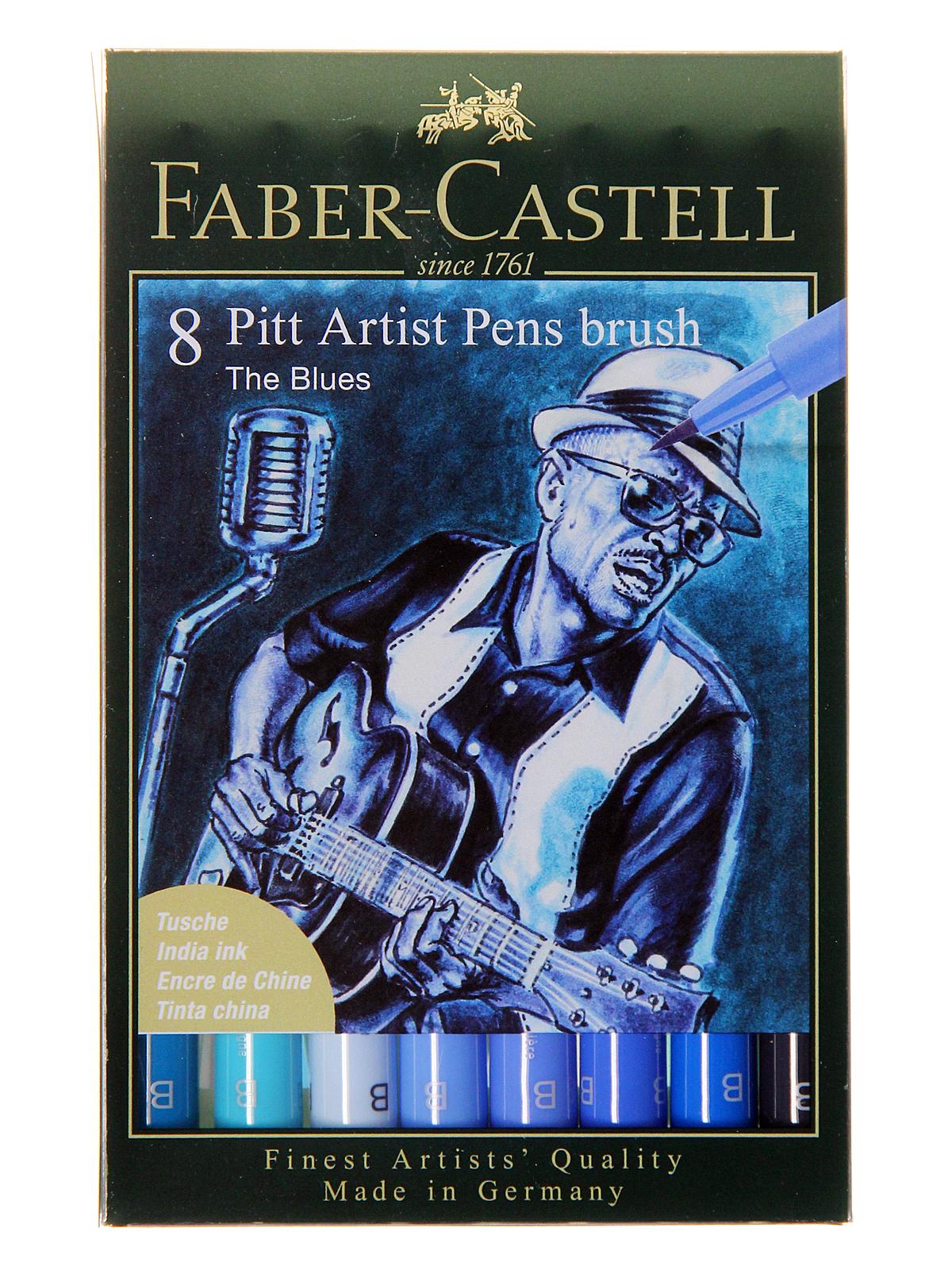 Pitt Artist Pen Wallet Sets Blues Set Of 8