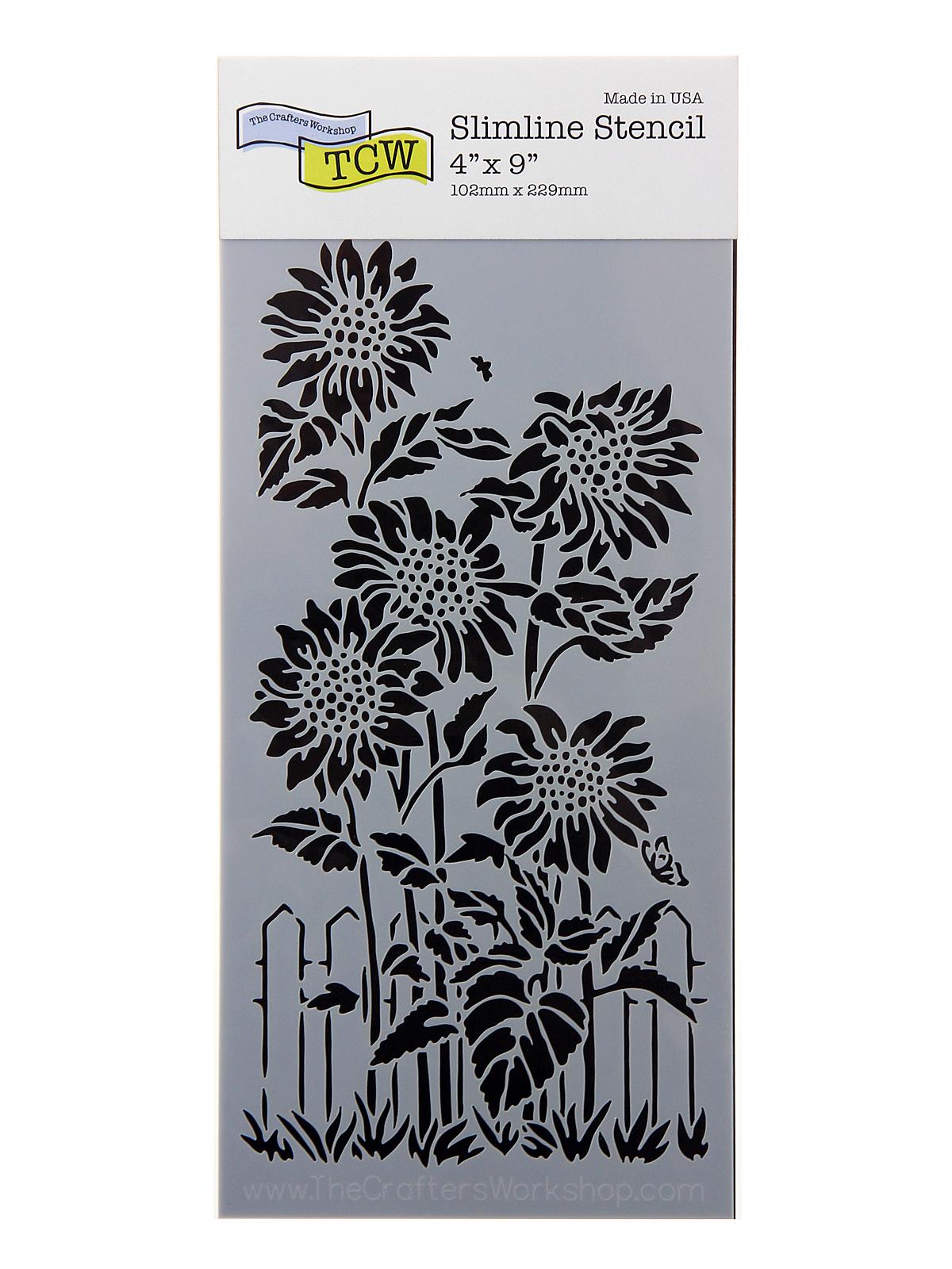 Slimline Stencils 4 in. x 9 in. sunflower friends
