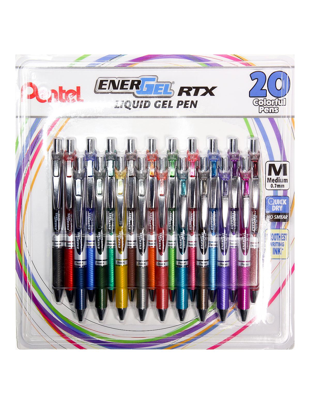 EnerGel RTX Retractable Liquid Gel Pen assorted 0.7 mm set of 20