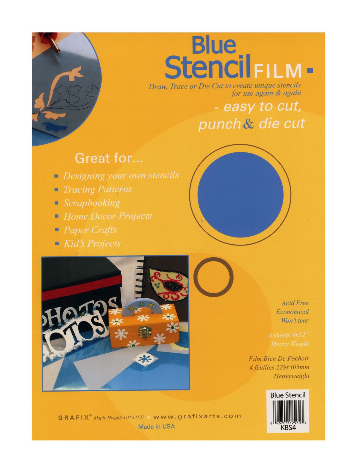 Stencil Film Blue 9 In. X 12 In. Pack Of 4