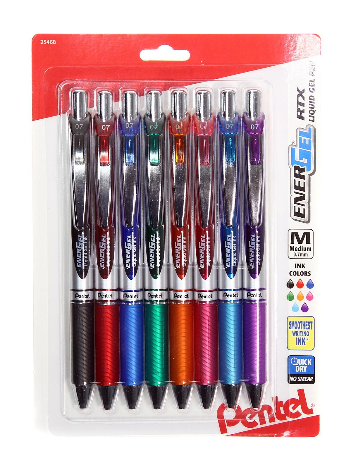 EnerGel RTX Retractable Liquid Gel Pen assorted set v1 0.7 mm set of 8