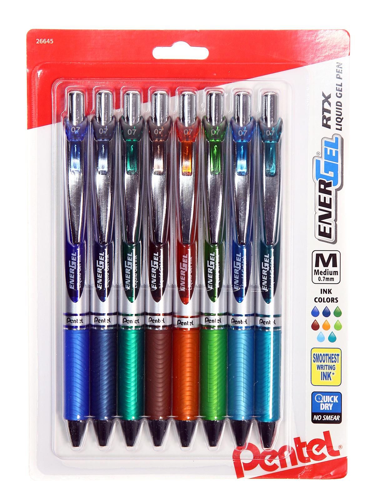 EnerGel RTX Retractable Liquid Gel Pen assorted set v2 0.7 mm set of 8