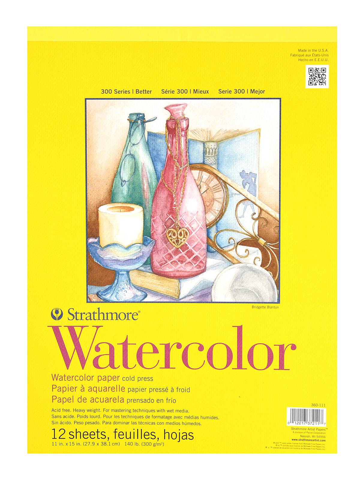 300 Series Watercolor Paper 11 In. X 15 In. Pad Of 12 Tape Bound