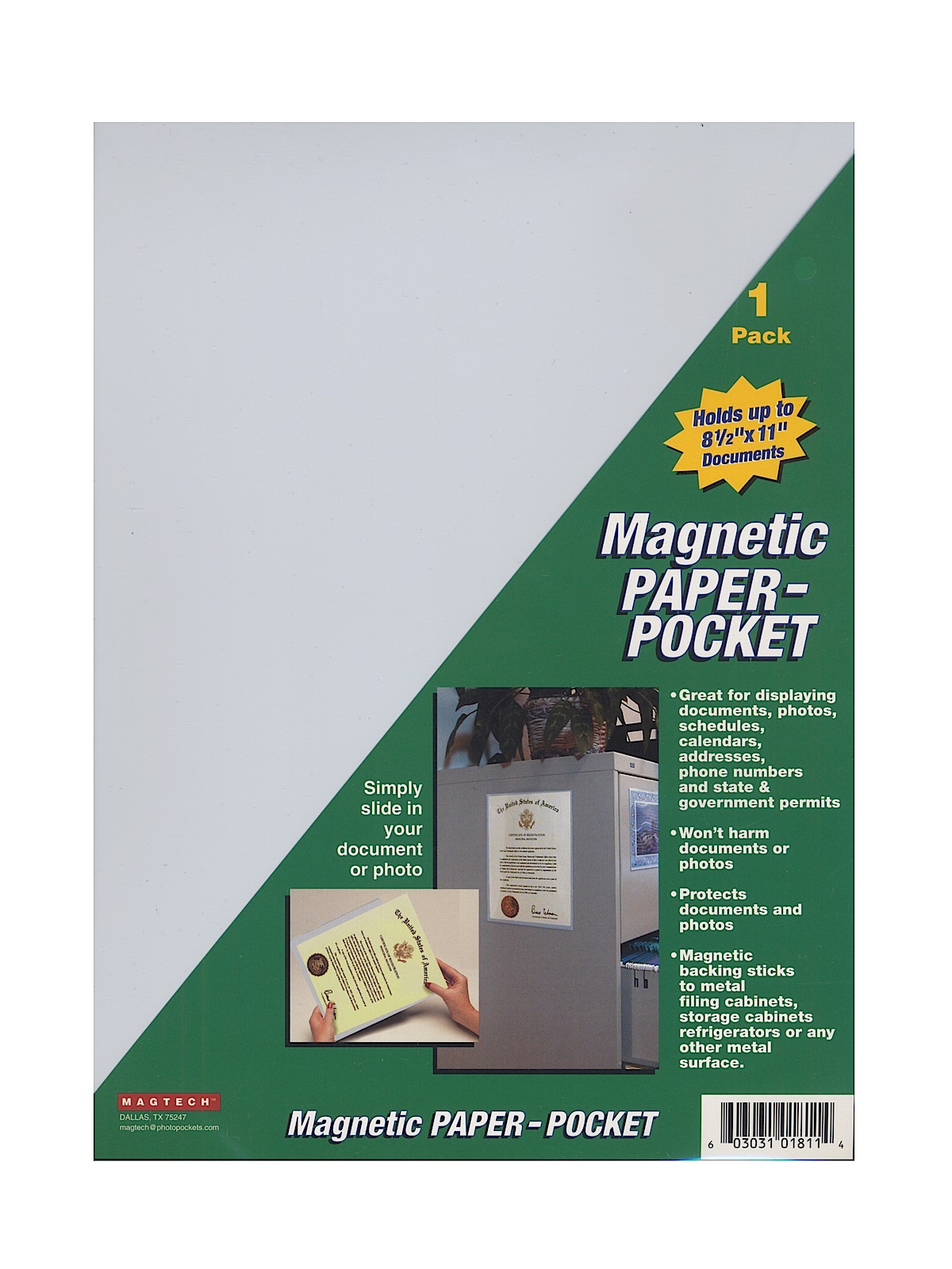 Magnetic Photo Pockets 8 1 2 In. X 11 In. Pack Of 1