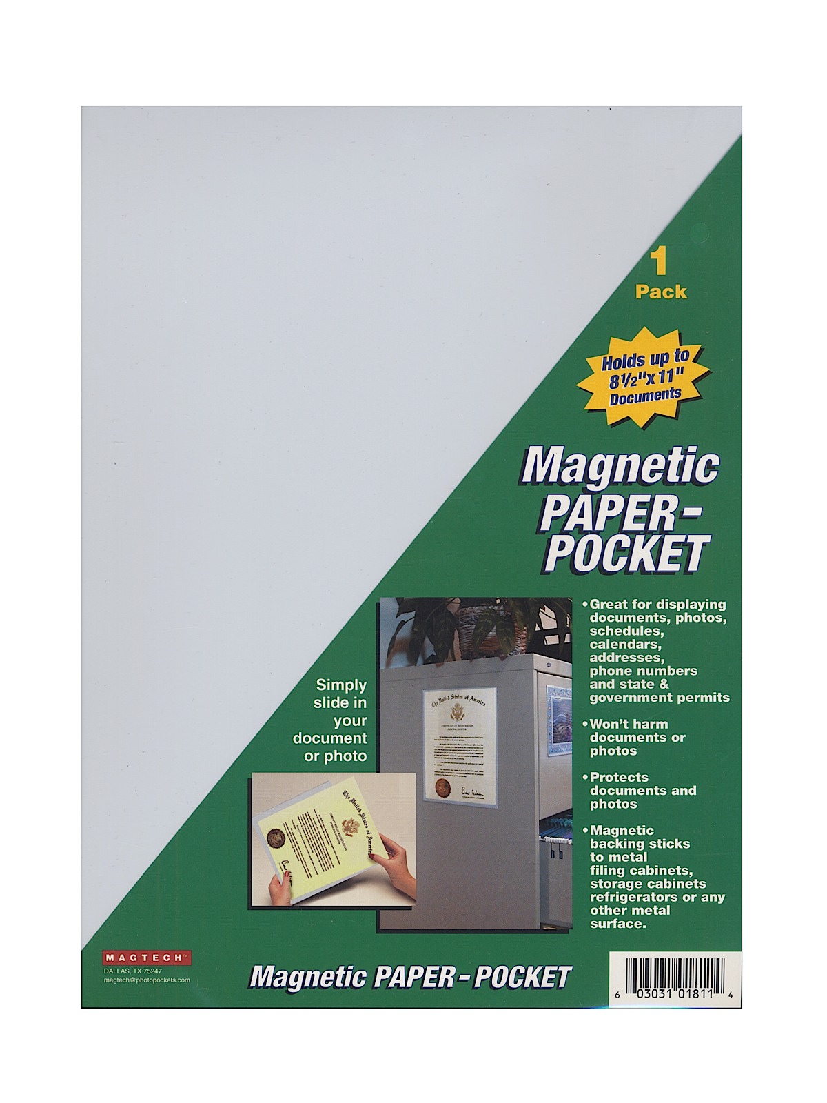 Magnetic Photo Pockets 8 1 2 in. x 11 in. pack of 1