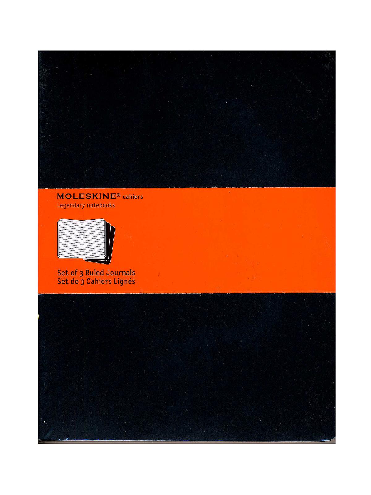 Cahier Journals black, ruled 7 1 2 in. x 9 3 4 in. pack of 3, 120 pages each