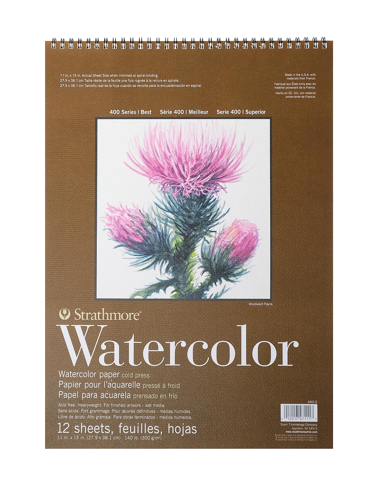 400 Series Watercolor Pad 11 in. x 15 in. spiral pad of 12