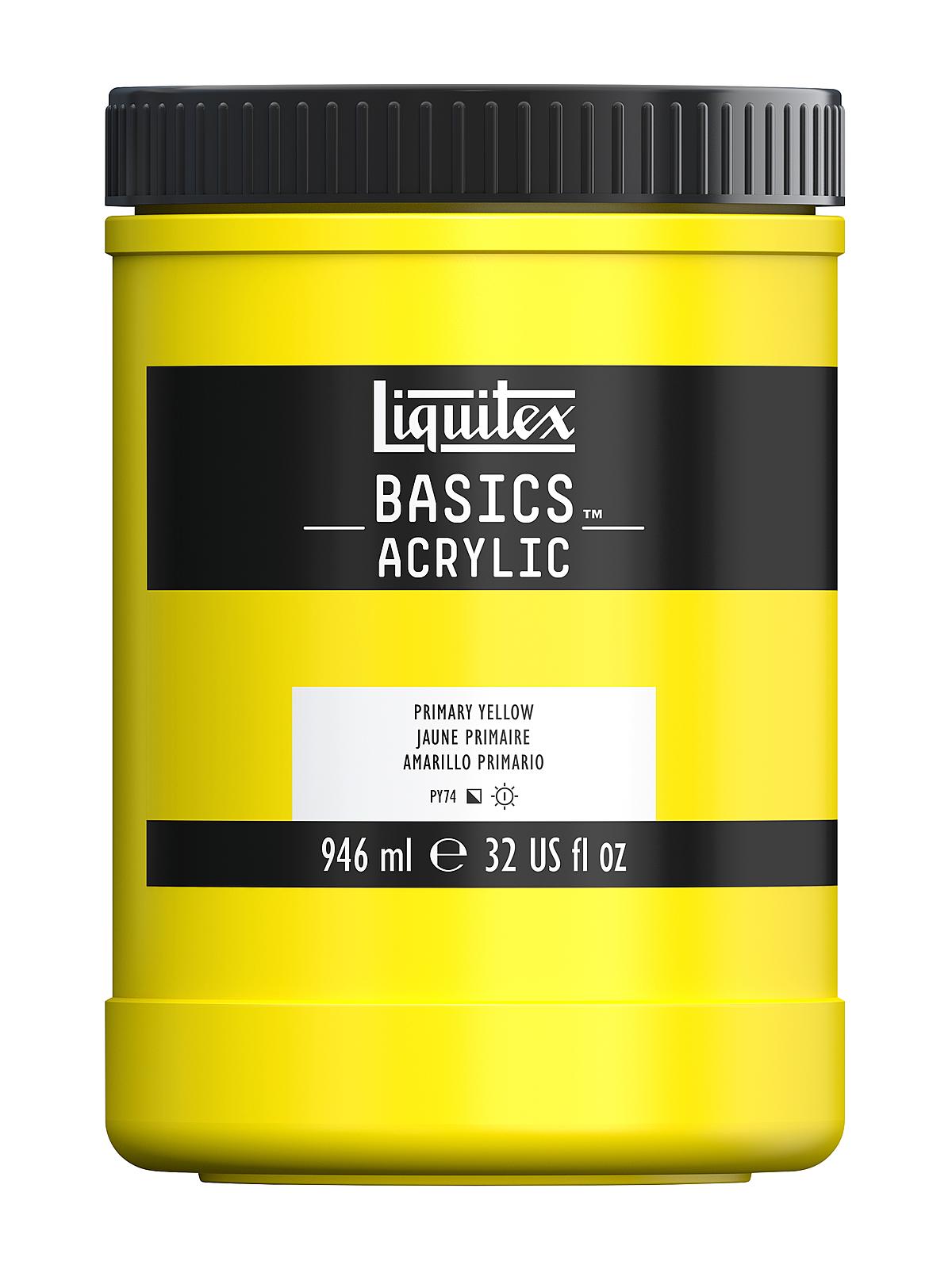Basics Acrylics Colors primary yellow 32 oz. jar