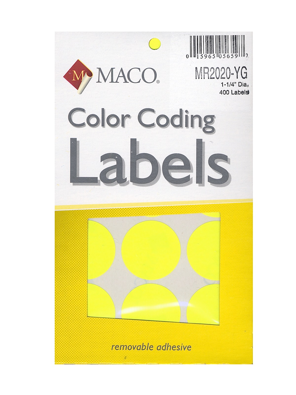 Color Coding Labels 1 1 4 in. round yellow glow pack of 400