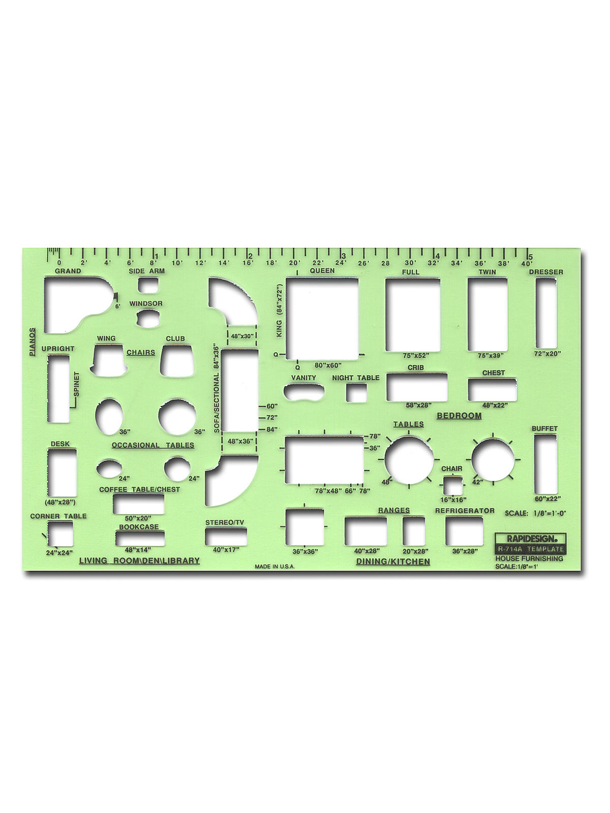 Interior Drafting and Design Templates house furnishings 1 8 in. = 1 ft.