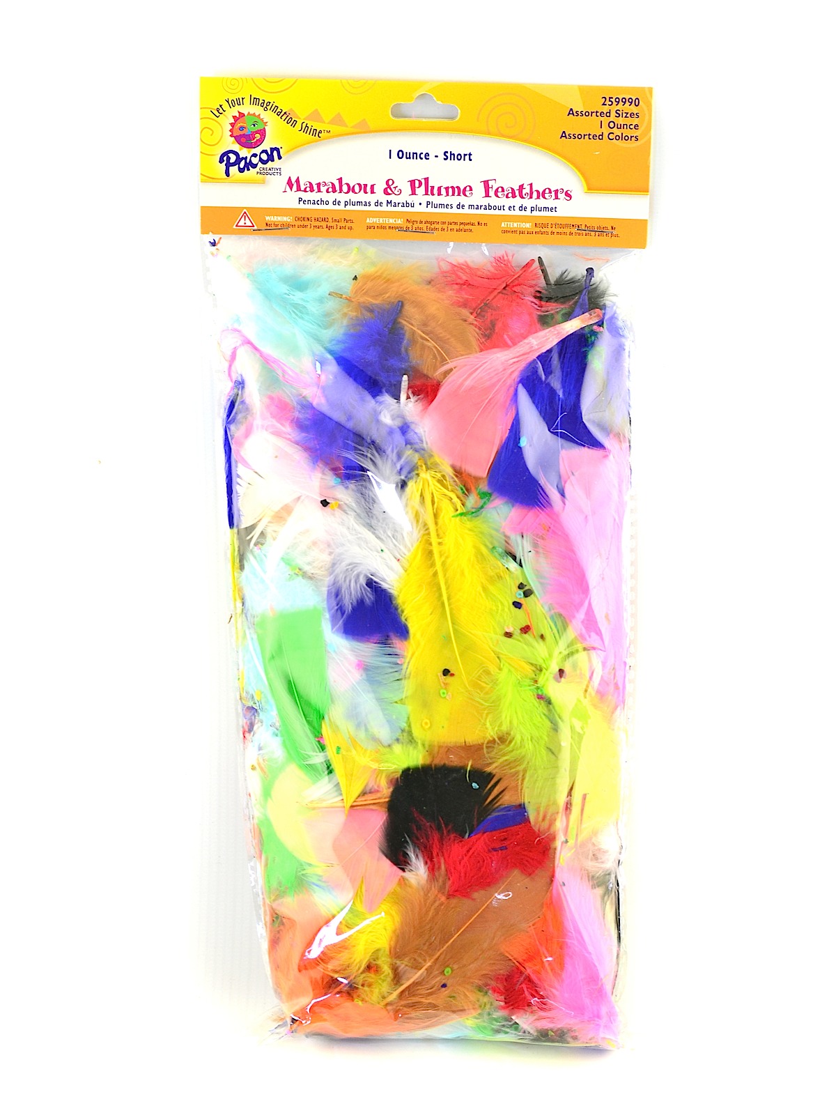Colored Craft Feathers Marabou & Plume Feathers Assorted Bright & Pastel Colors 1 Oz. Bag