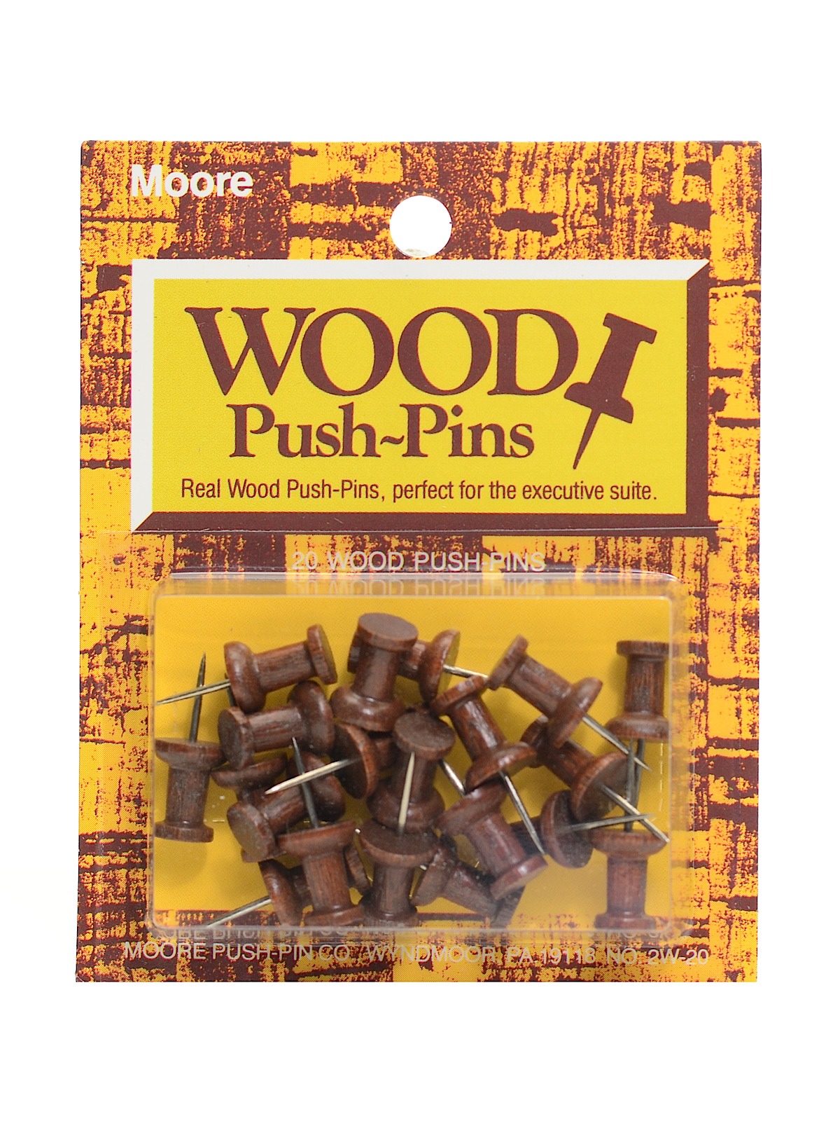 Push Pins Warm Walnut Wood Pack Of 20