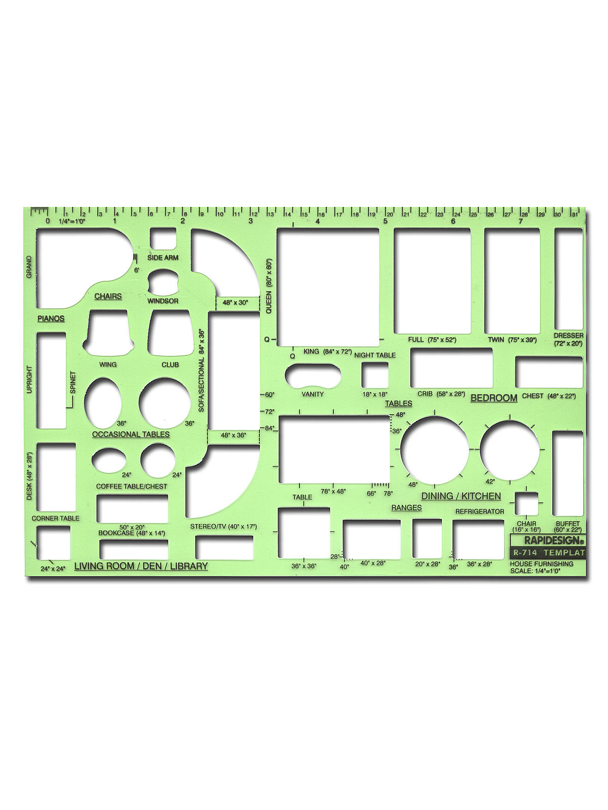 Interior Drafting And Design Templates House Furnishings 1 4 In. = 1 Ft.