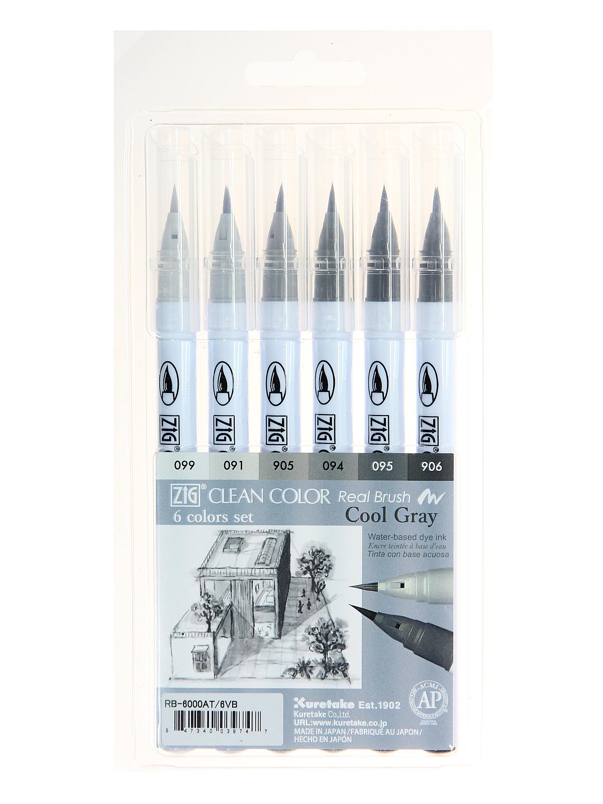 Clean Color Real Brush Marker Sets Cool Gray Set Of 6