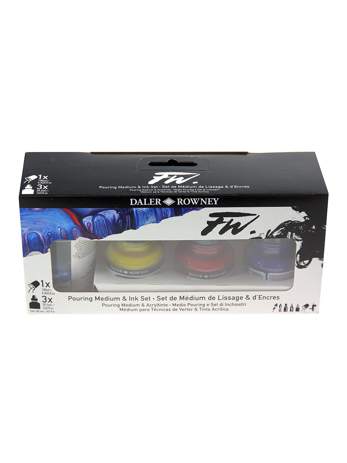 FW Artists' Ink Sets ink pouring set set of 3 and medium